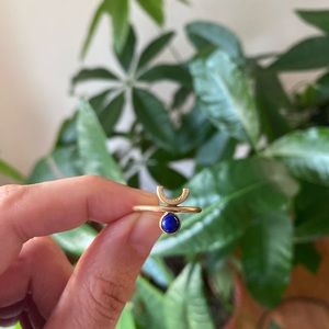Boho Handmade Azure Ring w/ Half Moon